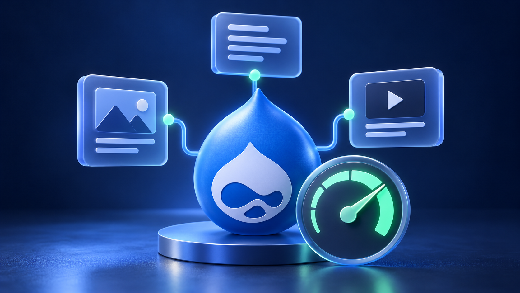 Web development team monitors Drupal website analytics in a modern tech office