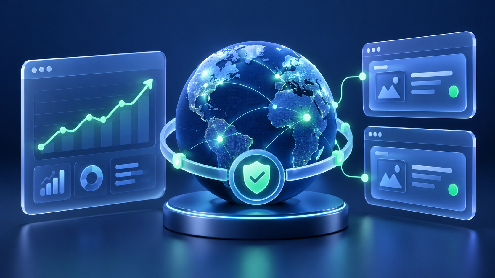 IT professionals monitor live website analytics in a modern tech office